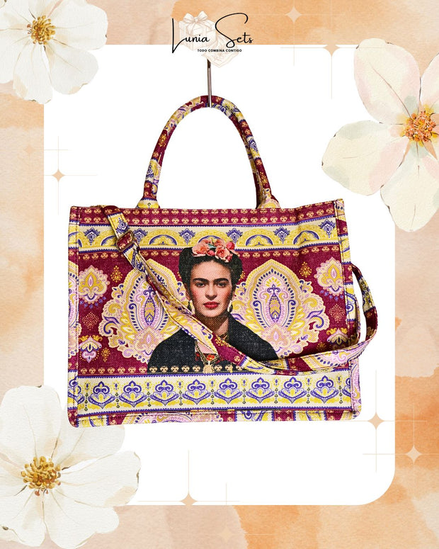 “Paisley Frida” – Tote playero grande + bolso de mano