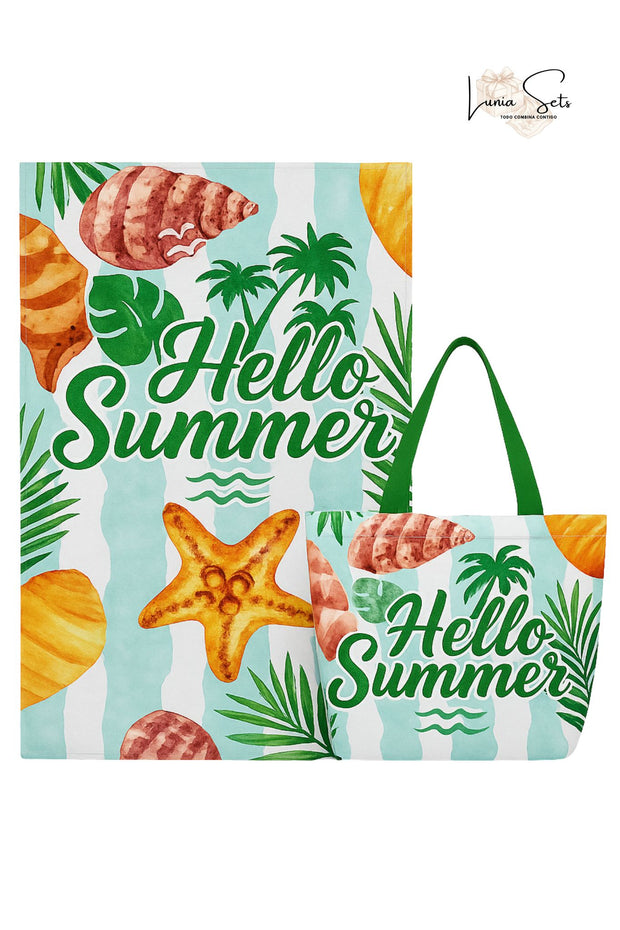 “Hello Summer” – Toalla de Playa + Bolso impermeable