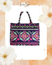 “Frida Neón Floral” – Tote playero grande + bolso de mano