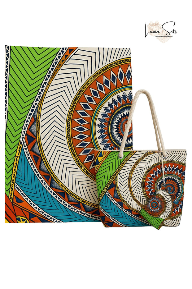 Mandala Vibrante: Pareó y Bolso de Playa
