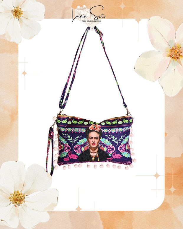 “Frida Neón Floral” – Tote playero grande + bolso de mano