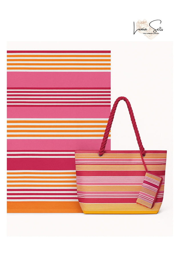 Rayas Tropicales – Pareo + Bolso Tote