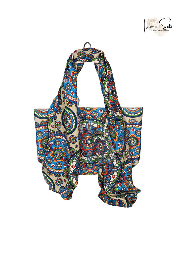 Boho Mandala Azul – Pareo + Bolso Tote