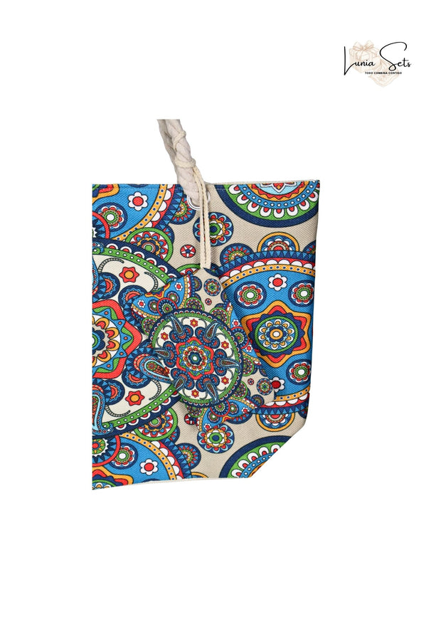Boho Mandala Azul – Pareo + Bolso Tote