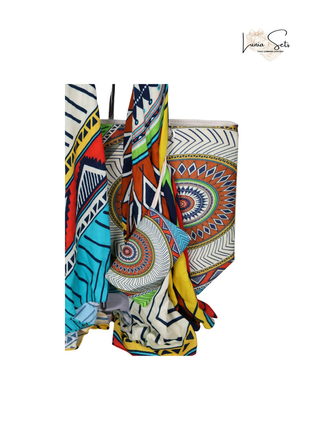 Mandala Vibrante: Pareó y Bolso de Playa