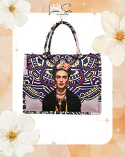 Frida Mandala Tote playero grande + bolso de mano a juego