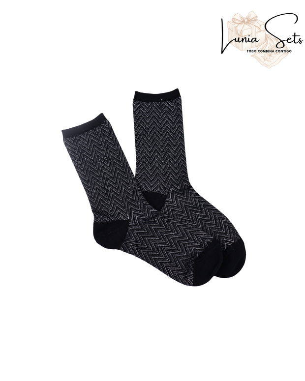Calcetines WaveGlow Negro Elegante Glitter