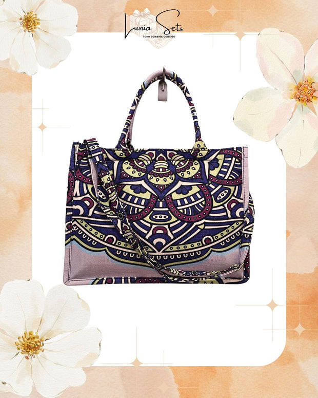 Frida Mandala Tote playero grande + bolso de mano a juego