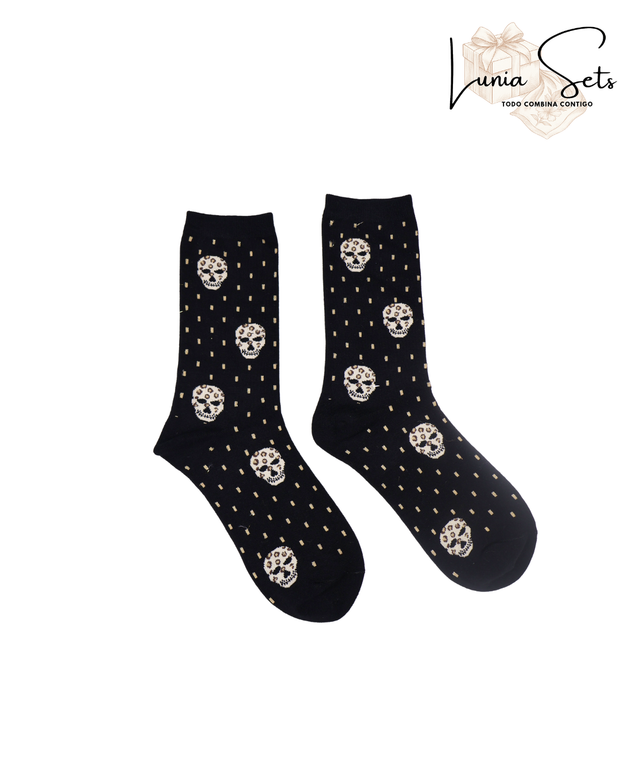 Calcetines Black Skull Glitter