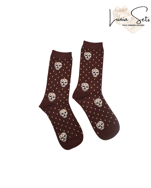 Calcetines Brown Skull Sparkle
