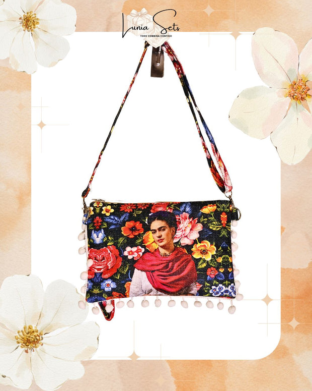 “Floral Nocturno Frida” – Tote playero grande + bolso de mano a juego