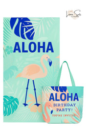 “Aloha Flamenco” – Toalla de Playa + Bolso impermeable