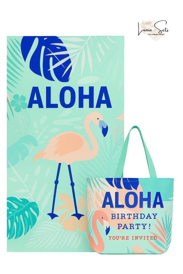 “Aloha Flamenco” – Toalla de Playa + Bolso impermeable