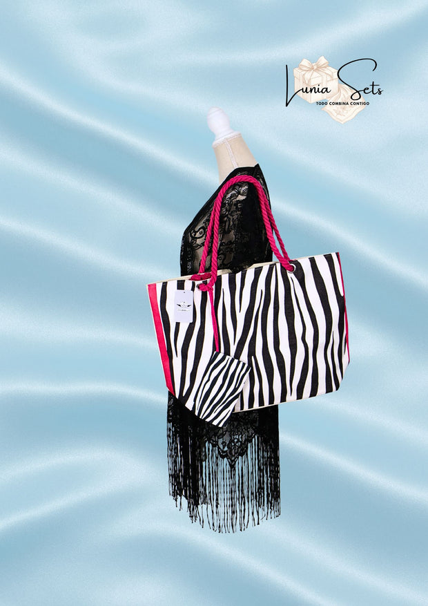 Zebra Chic — Pack bolso y salida de playa